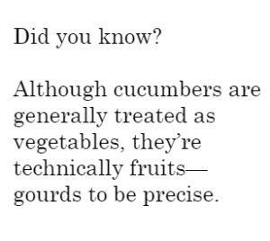 fast fact about cucumber